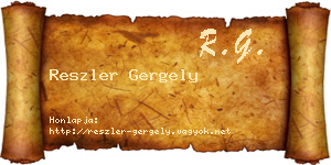 Reszler Gergely névjegykártya